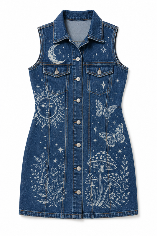 Bleach art jean dress made to order.